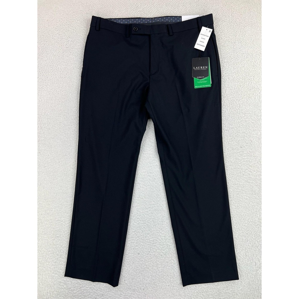 Lauren Ralph Lauren Dress Pants Mens 36x29 Black Classic Fit Stretch Ultraflex